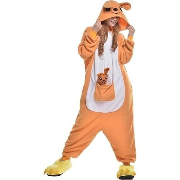Kangaroo Costume Animal Pajamas Adult One Piece Cosplay size XL NEW - Picture 2 of 7